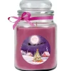 HS Candle Kerzen^Duftkerze & Glas Weihnachten Lila Bonbon 110h