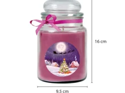 HS Candle Kerzen^Duftkerze & Glas Weihnachten Lila Bonbon 110h
