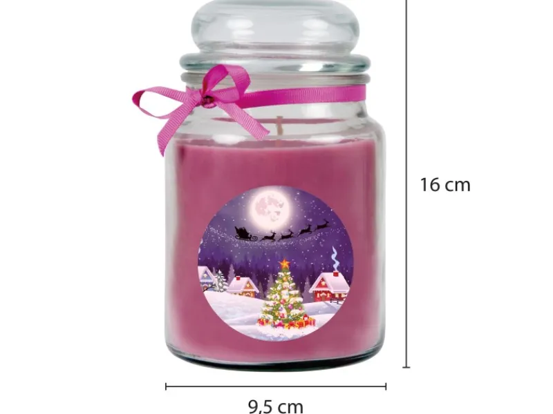 HS Candle Kerzen^Duftkerze & Glas Weihnachten Lila Bonbon 110h