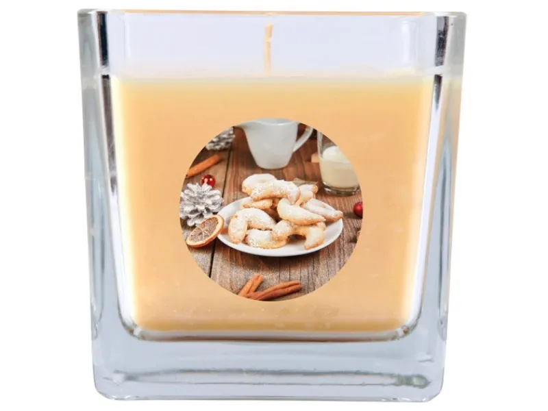 HS Candle Windlichter^Duftkerze & Glas Weihnachten Creme Bonbon 50h