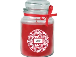 HS Candle Duftkerze & Glas Duft Schriftzug Bonbon Ø10 cm Rose