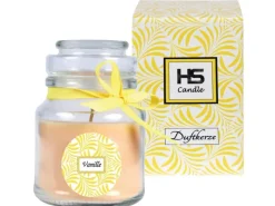 HS Candle Duftkerze & Glas Duft Schriftzug Bonbon Ø7 cm Vanille