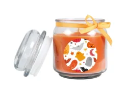 HS Candle Windlichter^Duftkerze & Glas Halloween Orange Bonbon 70h