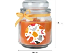 HS Candle Windlichter^Duftkerze & Glas Halloween Orange Bonbon 70h