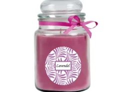 HS Candle Windlichter^Duftkerze & Glas Duft Schriftzug Bonbon Ø10 cm Lavendel