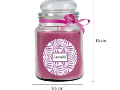 HS Candle Windlichter^Duftkerze & Glas Duft Schriftzug Bonbon Ø10 cm Lavendel
