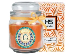HS Candle Windlichter^Duftkerze & Glas Sternzeichen Honigmelone 70 Stunden Waage