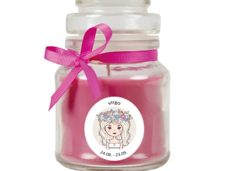 HS Candle Windlichter^Duftkerze & Glas Sternzeichen Lavendel 30 Stunden Jungfrau