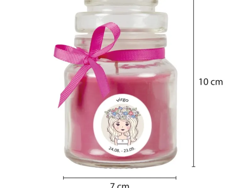 HS Candle Windlichter^Duftkerze & Glas Sternzeichen Lavendel 30 Stunden Jungfrau