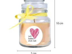 HS Candle Kerzen^Duftkerze & Glas Herzen Vanille Gelb