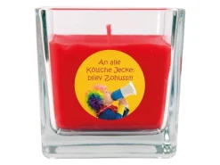 HS Candle Windlichter^Duftkerze & Glas Karneval Rot Viereck 50h