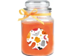 HS Candle Windlichter^Duftkerze & Glas Halloween Orange Bonbon 110h