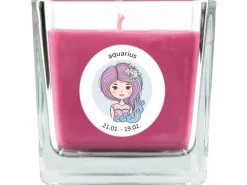 HS Candle Duftkerze & Glas Sternzeichen Lavendel 50 Stunden Wassermann