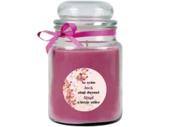 HS Candle Windlichter^Duftkerze & Glas Karneval Lila Bonbon 110h