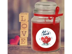 HS Candle Windlichter^Duftkerze & Glas Valentinstag Bonbon 110h Be Mine