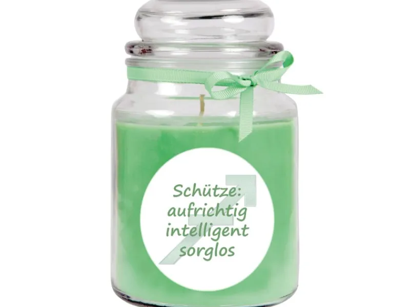 HS Candle Windlichter^Duftkerze & Glas Sternzeichen Coconut Limes 110 Stunden Schütze