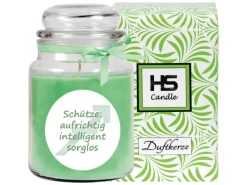 HS Candle Windlichter^Duftkerze & Glas Sternzeichen Coconut Limes 110 Stunden Schütze