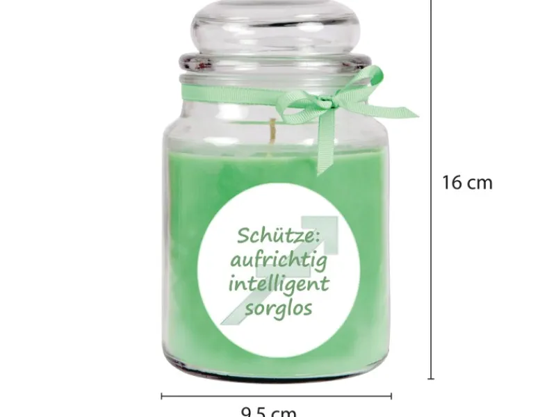 HS Candle Windlichter^Duftkerze & Glas Sternzeichen Coconut Limes 110 Stunden Schütze