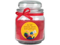 HS Candle Windlichter^Duftkerze & Glas Karneval Rot Bonbon 70h
