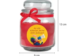 HS Candle Windlichter^Duftkerze & Glas Karneval Rot Bonbon 70h