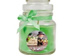 HS Candle Windlichter^Duftkerze & Glas Neujahr Grün Bonbon 30h