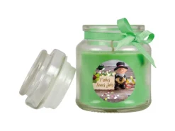 HS Candle Windlichter^Duftkerze & Glas Neujahr Grün Bonbon 30h