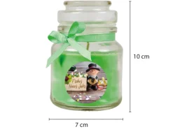 HS Candle Windlichter^Duftkerze & Glas Neujahr Grün Bonbon 30h