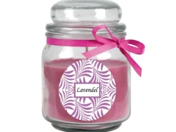 HS Candle Windlichter^Duftkerze & Glas Duft Schriftzug Bonbon Ø9 cm Lavendel