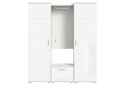Inn.Furn Garderobe Set Weiß Hochglanz 4-teilig 165 cm Viel Stauraum Grazie
