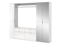Inn.Furn Garderoben-Set 4-teilig Weiß Hochglanz 212 cm mit Spiegel SystemX