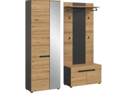 Inn.Furn Möbelserien^Garderoben-Set 3-teilig in Eiche und Grau 160 cm Cooper