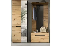 Inn.Furn Möbelserien^Garderoben-Set 3-teilig in Eiche und Grau 160 cm Cooper