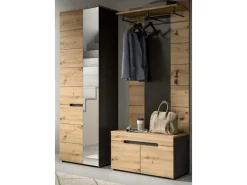 Inn.Furn Möbelserien^Garderoben-Set 3-teilig in Eiche und Grau 160 cm Cooper