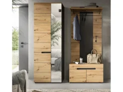 Inn.Furn Möbelserien^Garderoben-Set 3-teilig in Eiche und Grau 160 cm Cooper