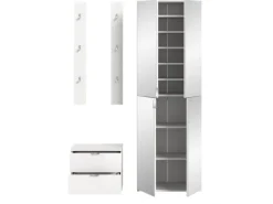 Inn.Furn Garderoben-Set 4-teilig in Weiß Hochglanz 128 cm SystemX