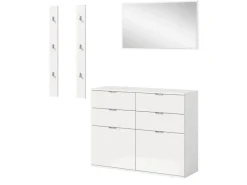 Inn.Furn Möbelserien^Garderoben-Set 4-teilig in Weiß Hochglanz 166 cm SystemX