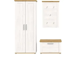 Inn.Furn Garderoben-Set 3-teilig Weiß Lärche 175 cm Landhaus-Stil Mirano