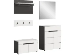 Inn.Furn Möbelserien^Garderoben-Set 5-teilig in Weiß und Grau 175 cm Cooper