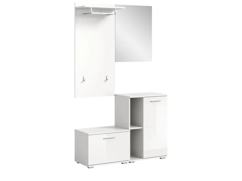 Inn.Furn Garderoben-Set 4-teilig Weiß Hochglanz 110 cm Grazie