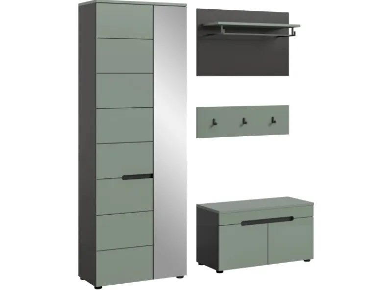 Inn.Furn Möbelserien^Garderoben-Set 4-teilig in Salbei und Grau 160 cm Cooper