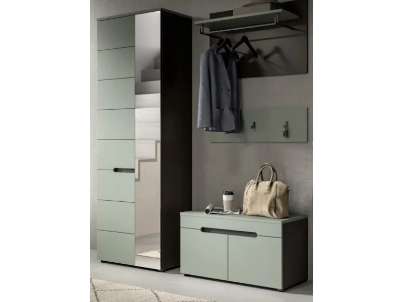 Inn.Furn Möbelserien^Garderoben-Set 4-teilig in Salbei und Grau 160 cm Cooper