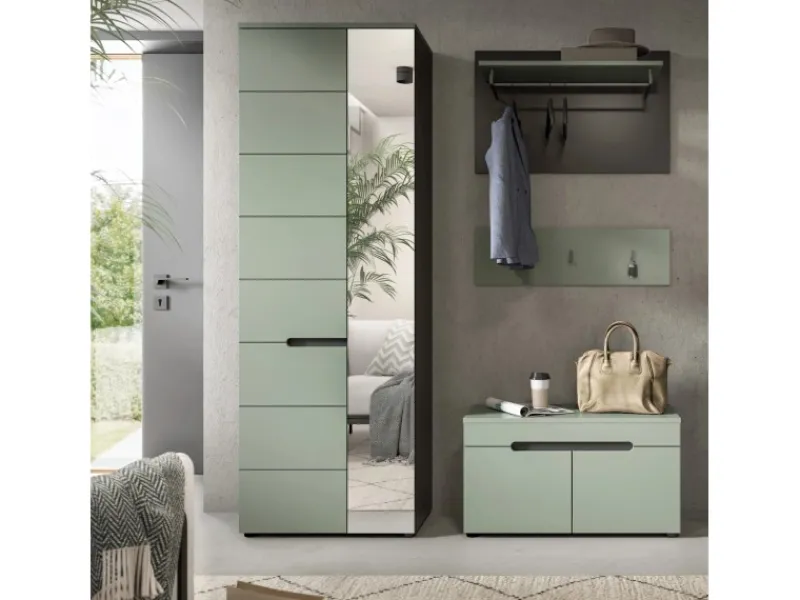 Inn.Furn Möbelserien^Garderoben-Set 4-teilig in Salbei und Grau 160 cm Cooper