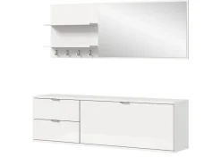 Inn.Furn Garderoben-Set 4-teilig in Weiß Hochglanz 144 cm SystemX