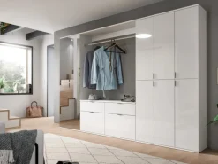 Inn.Furn Garderoben-Set 5-teilig Weiß Hochglanz 273 cm Viel Stauraum SystemX