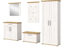Inn.Furn Möbelserien^Garderoben-Set 5-teilig Weiß Lärche 285 cm Landhaus-Stil Mirano