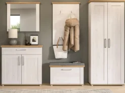 Inn.Furn Möbelserien^Garderoben-Set 5-teilig Weiß Lärche 285 cm Landhaus-Stil Mirano