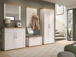 Inn.Furn Möbelserien^Garderoben-Set 5-teilig Weiß Lärche 285 cm Landhaus-Stil Mirano