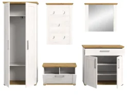 Inn.Furn Möbelserien^Garderoben-Set 5-teilig Weiß Lärche 285 cm Landhaus-Stil Mirano