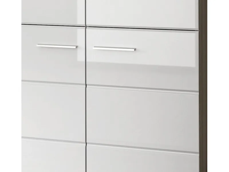 Inn.Furn Garderoben-Set 4-teilig Weiß Hochglanz Grau 175 cm Rumba