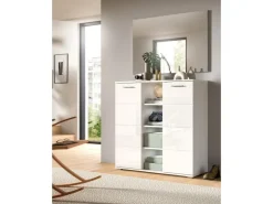 Inn.Furn Garderoben-Set 2-teilig Weiß Hochglanz 110 cm mit 10 Fächern Grazie